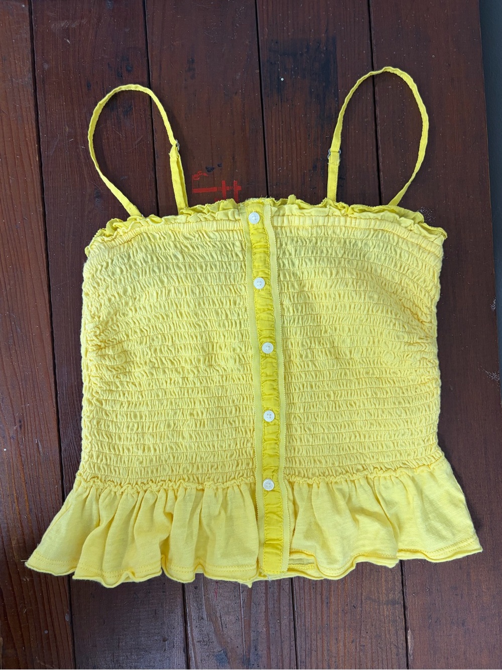 Abercrombie and Fitch Yellow Smocked Ruffle Cami Top